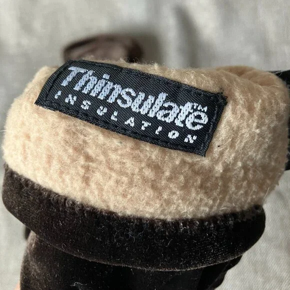 Vintage Cejon Ladies Wrist Style Brown Velour/Velvet Thinsulate Gloves, One Size - Picture 3 of 6